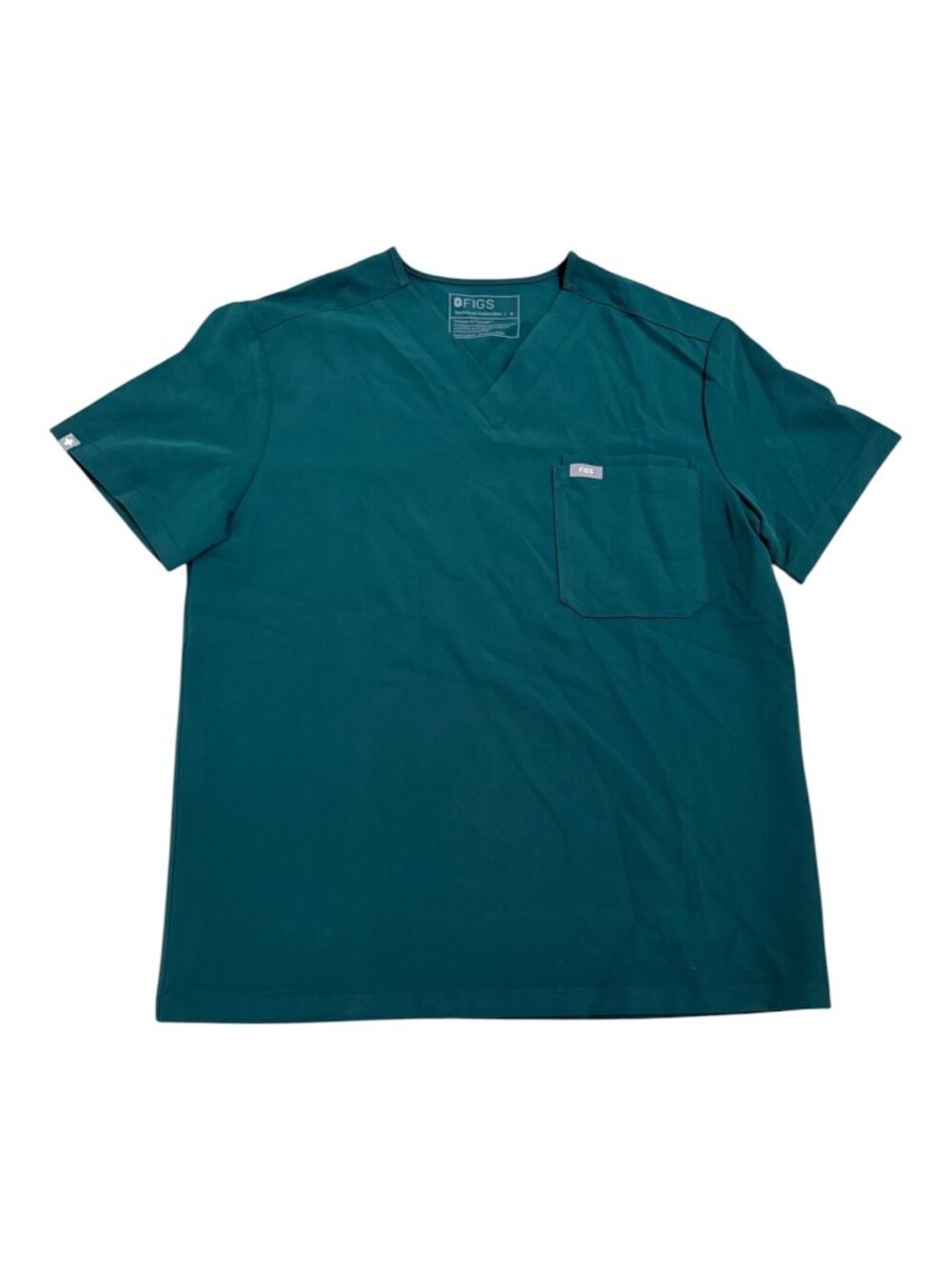 Figs Technical Collection Forest Dark Green Solid V Neck Scrub Top Small Leon